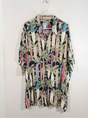 Vintage Reyn Spooner Hawaiian Surfing Surfboard Palm Button Down Shirt Men 4XL
